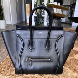 Celine Calfskin Mini Luggage Tote - black